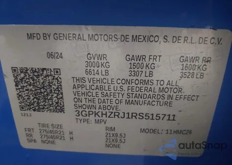 2024 Honda Prologue Elite из США, поврежденный, VIN 3GPKHZRJ1RS515711